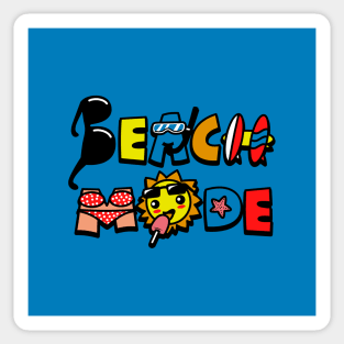 Cute Kawaii Summer Beach Mode Original Typography Colorful Cartoon Sticker